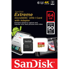 Карта пам'яті SanDisk 64 ГБ microSDHC C10 UHS-I R90 МБ/с 4K Extreme